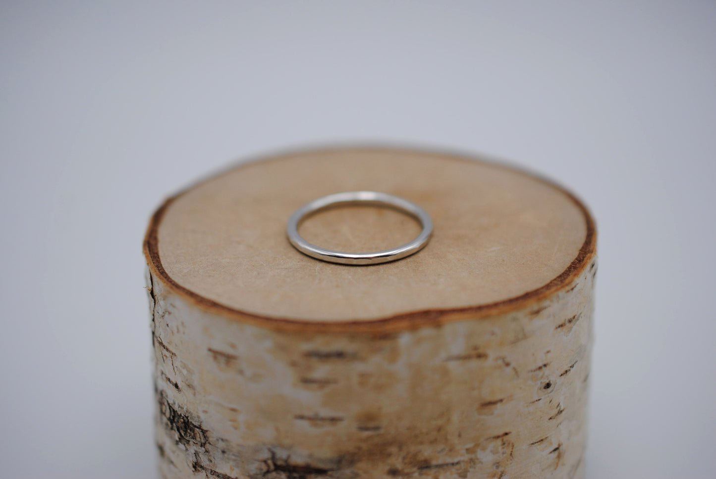 Stacking Ring: Hammered Texture, White Gold, Medium Width