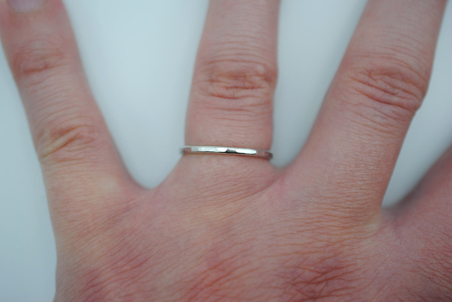 Stacking Ring: Hammered Texture, White Gold, Medium Width