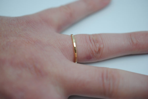 Stacking Ring: Hammered Texture, Yellow Gold, Medium Width