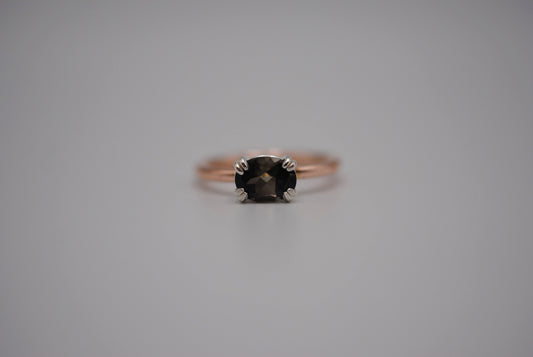 Tourmaline Ring: Oval Cut, Rose Gold Fill Band, East-West Silver Setting