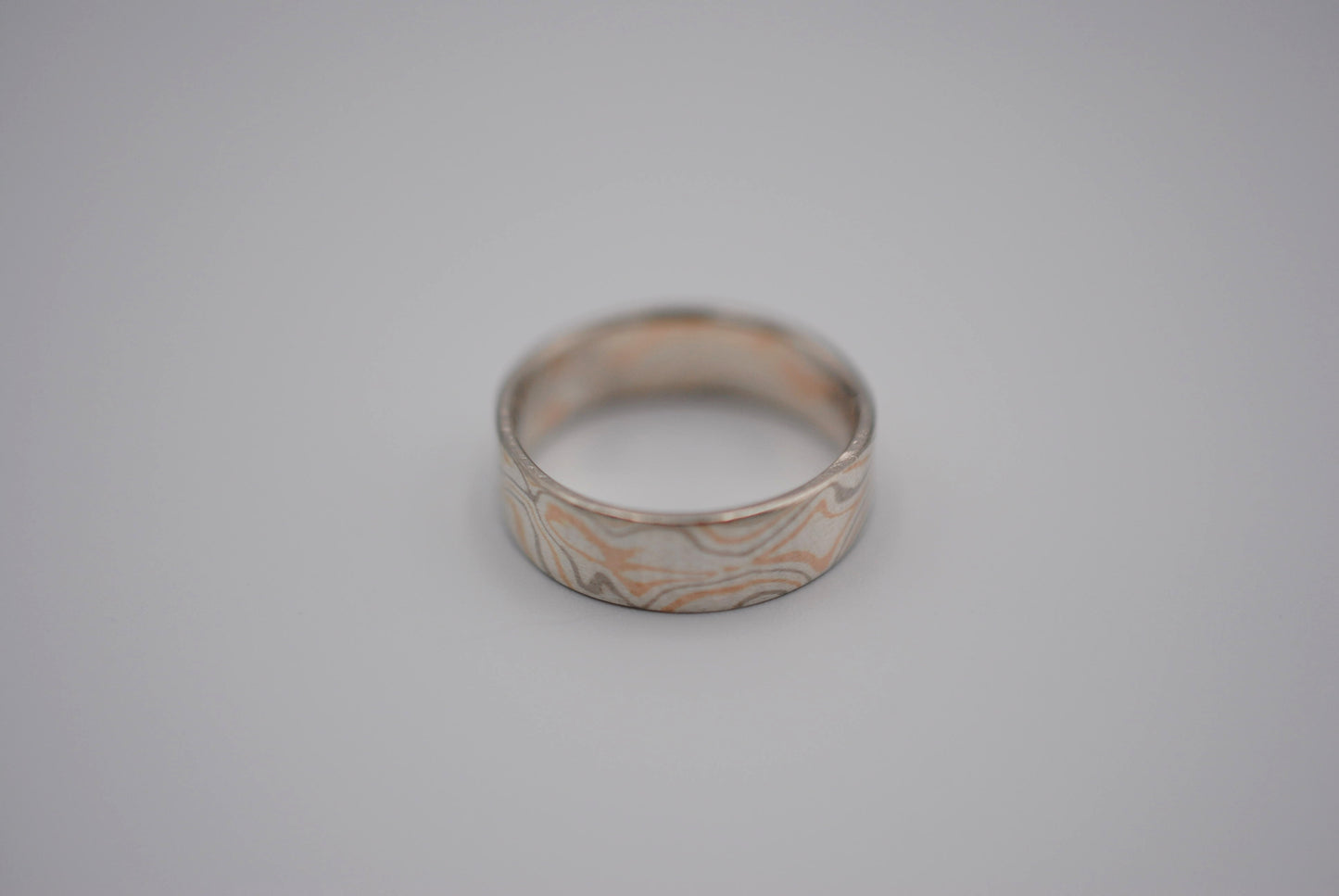 Three Tone Gold Mokume Gane His and Her Band