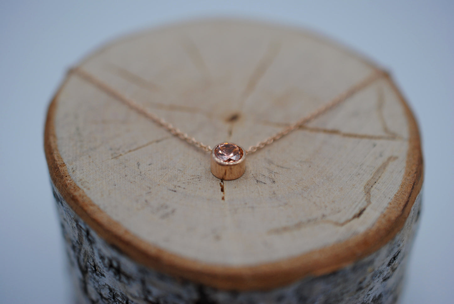 Morganite Cubic Zirconia in Bezel Setting Pendant Finished in Rose Gold