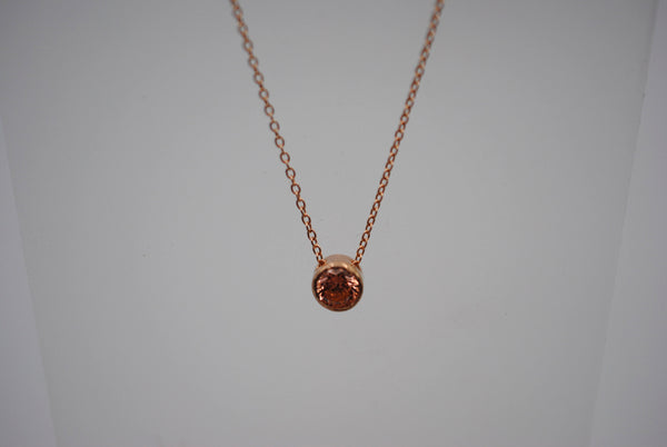 Morganite Cubic Zirconia in Bezel Setting Pendant Finished in Rose Gold