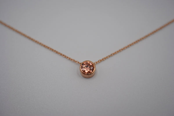 Morganite Cubic Zirconia in Bezel Setting Pendant Finished in Rose Gold