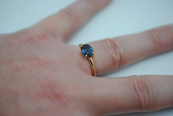 Alexandrite Ring: Oval Cut, Yellow Gold, Filigree Prong Setting