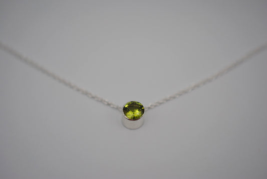 Peridot Bezel Setting Silver Pendant Necklace