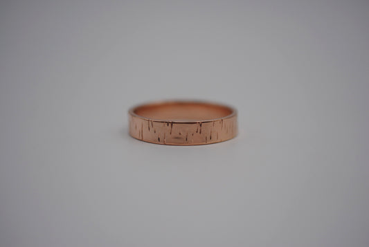 Ring Band: Birch Texture, Rose Gold Finish, 5mm Wide