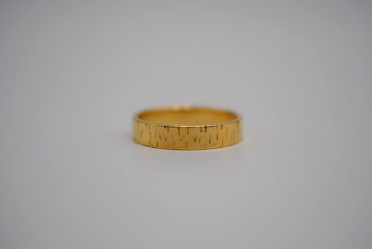 Ring Band: Birch Texture, Yellow Gold Finish, 5mm Wide