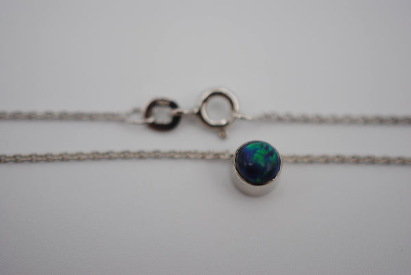 Black Opal Bezel Setting Silver Pendant Necklace