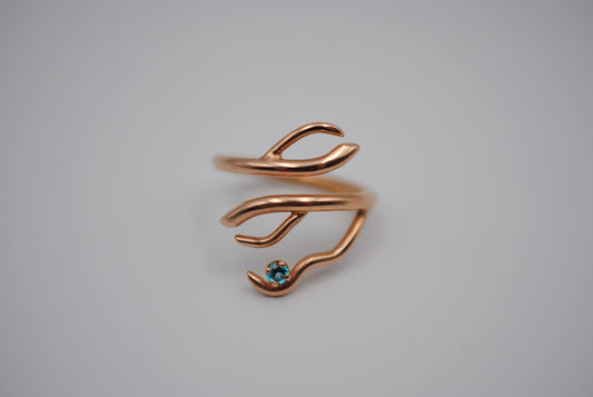 Branching Rose Gold Roots Ring with a Pariaba Topaz Gemstone