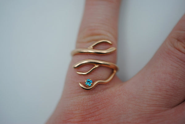Branching Rose Gold Roots Ring with a Pariaba Topaz Gemstone