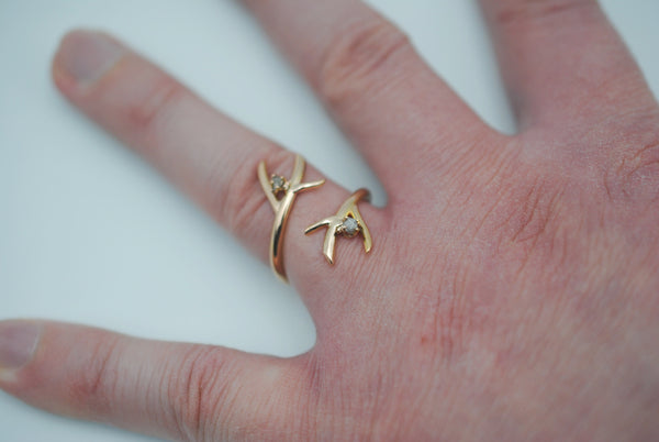 Diamond Ring: Uncut, Outward Branch, Rose Gold