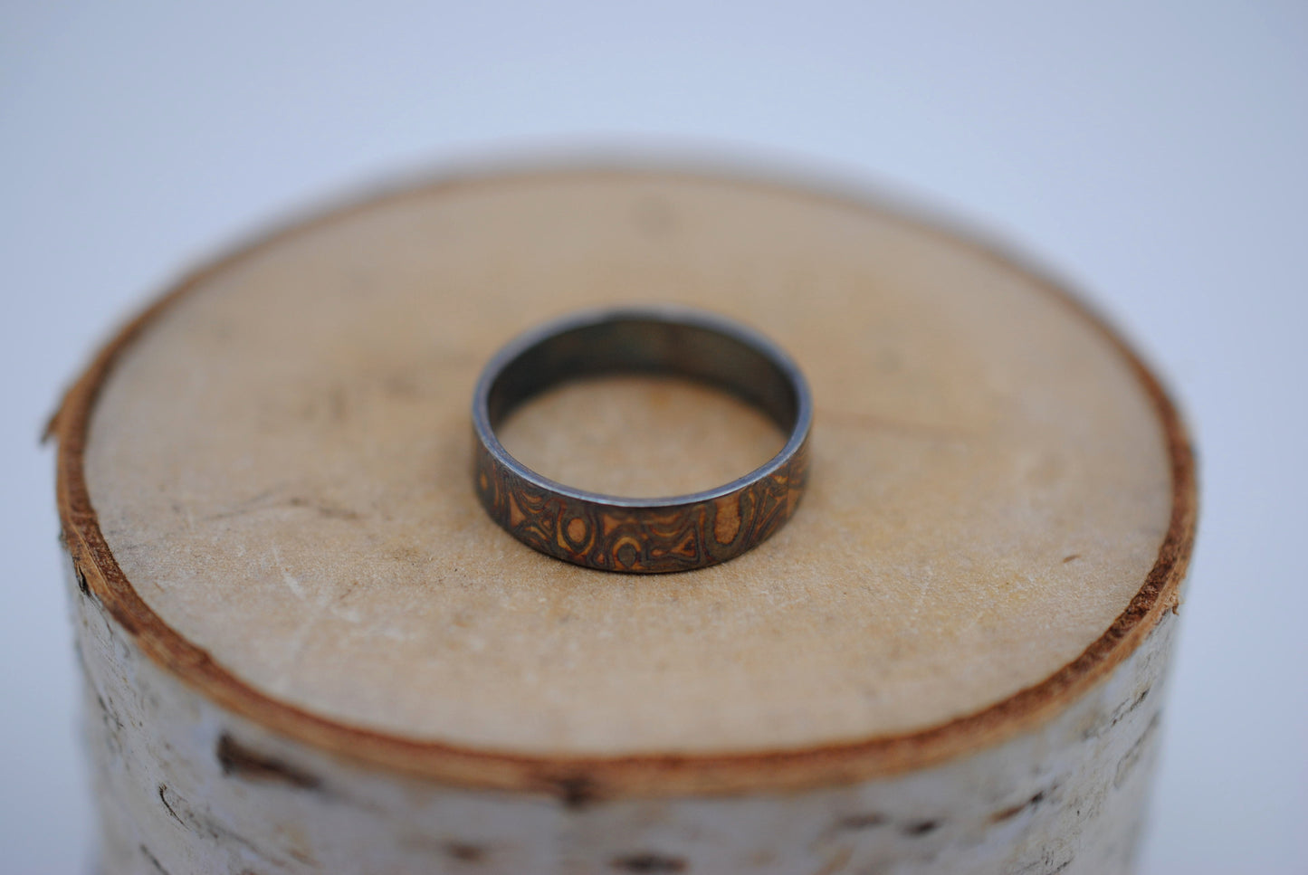 Four Tone Gold Patina Mokume Gane Womens Band