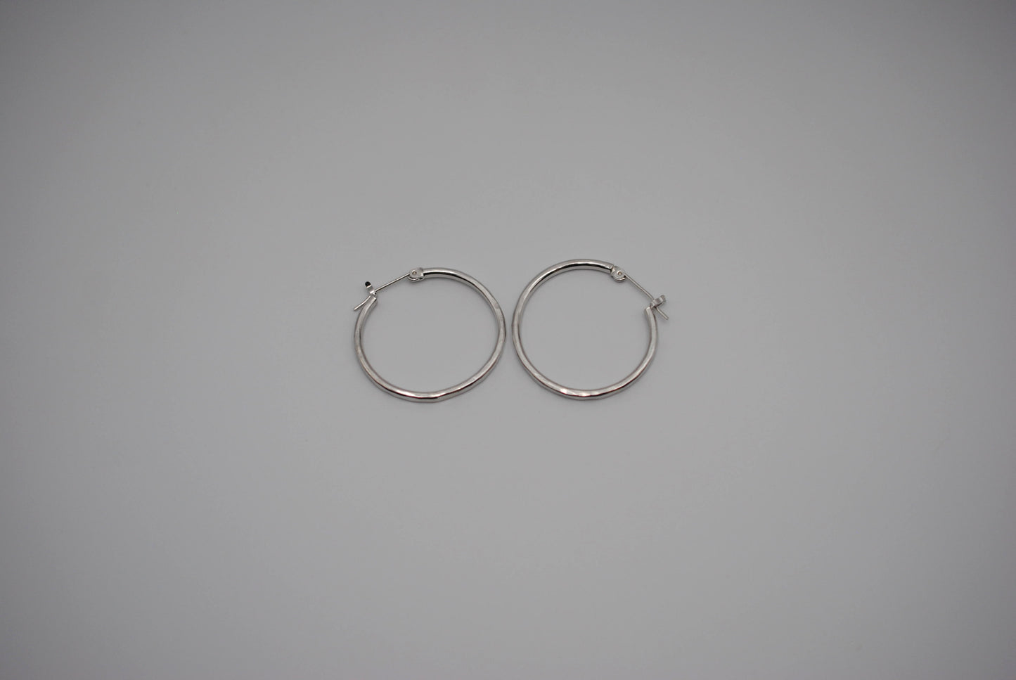 Hoop Earrings: Hammered Texture, Rhodium Finish, Small