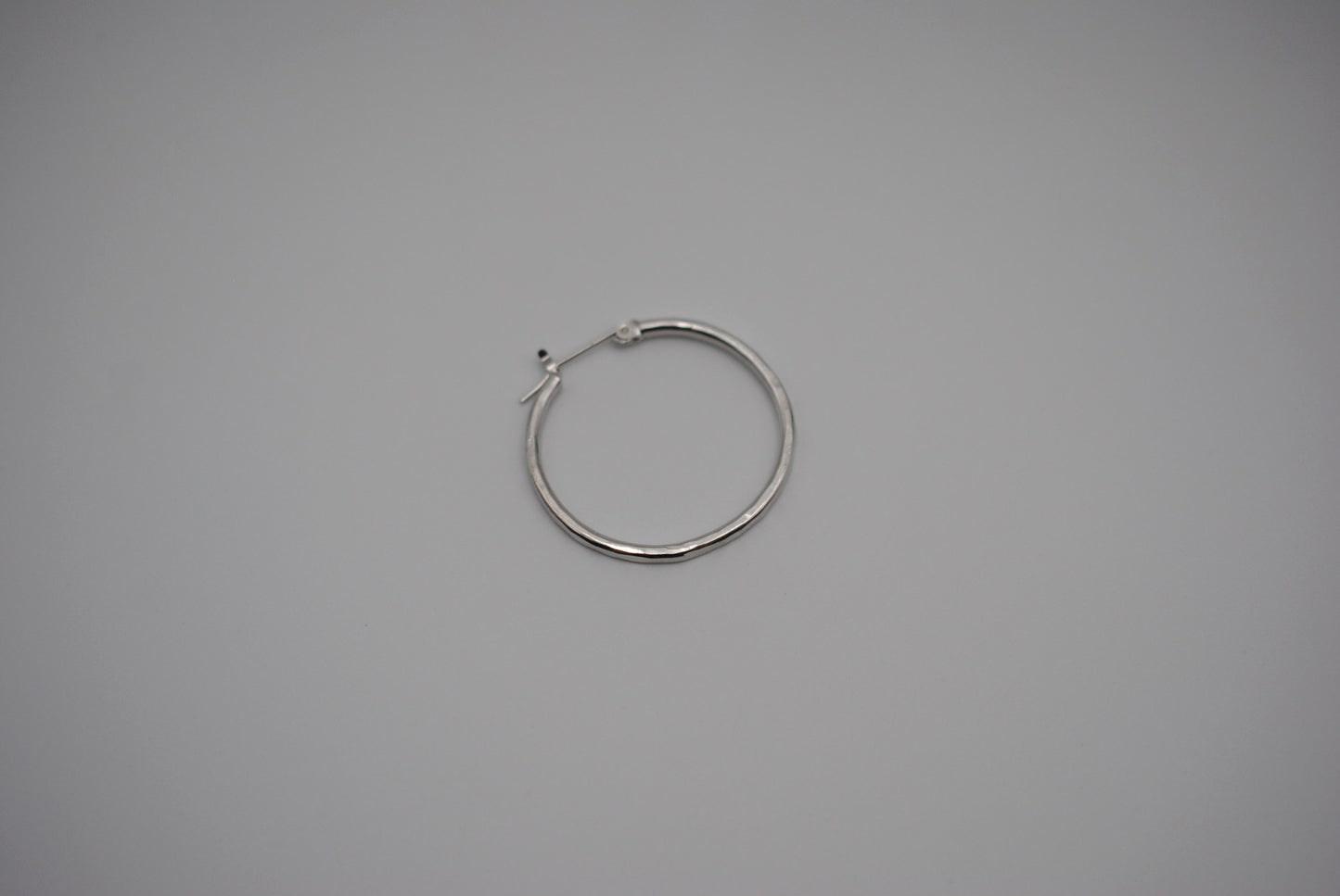 Hoop Earrings: Hammered Texture, Rhodium Finish, Small