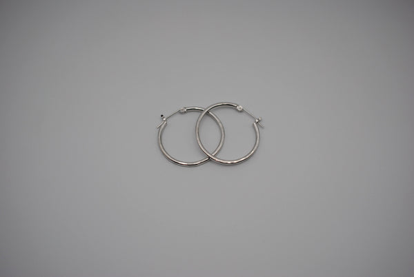 Hoop Earrings: Hammered Texture, Rhodium Finish, Small
