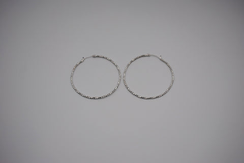 Hoop Earrings: Sparkle Texture, Rhodium Finish, Large