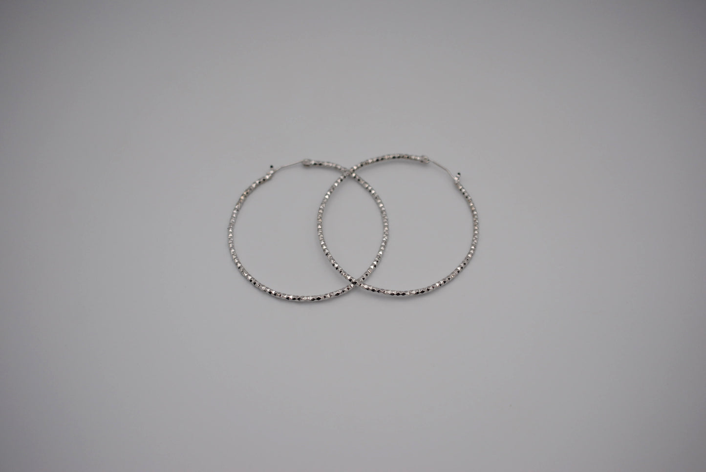 Hoop Earrings: Sparkle Texture, Rhodium Finish, Large