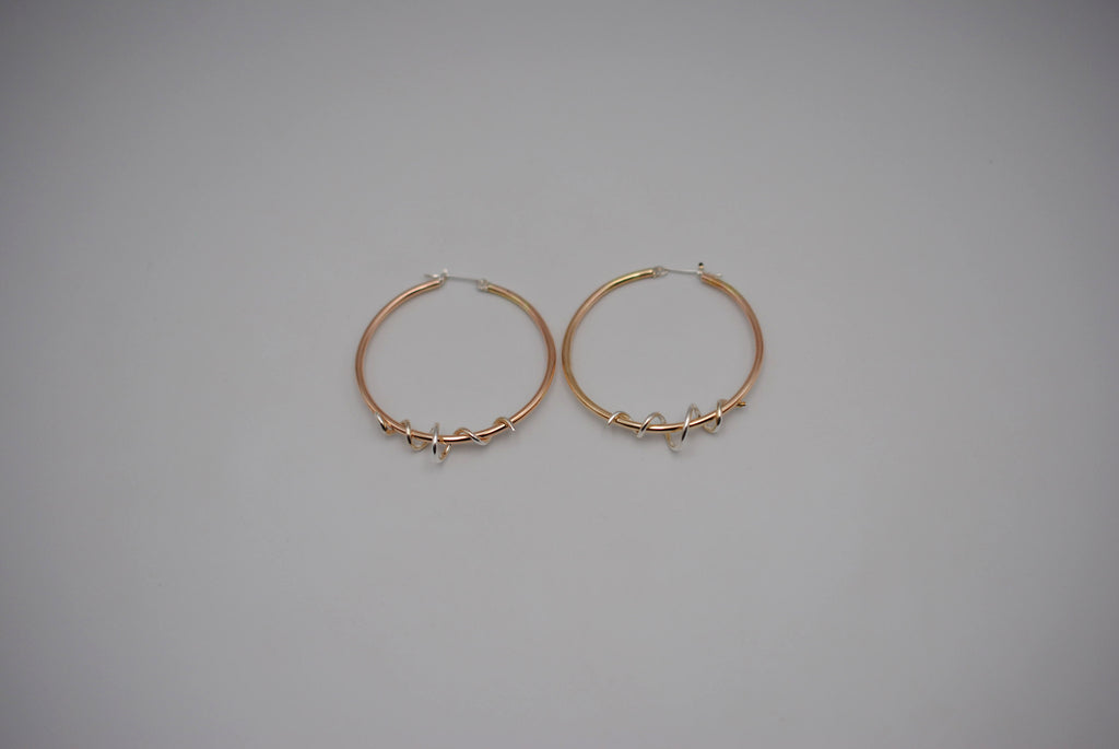 Hoop Earrings: Yellow Gold, Silver Vine, High Polished