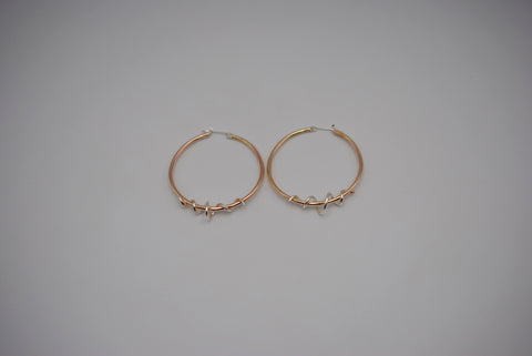 Hoop Earrings: Yellow Gold, Silver Vine, High Polished
