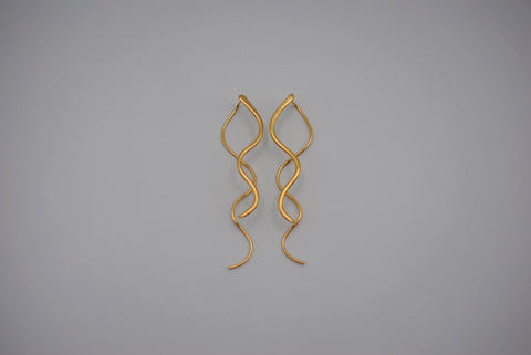 Infinity Yellow Gold Roots Dangle Earrings