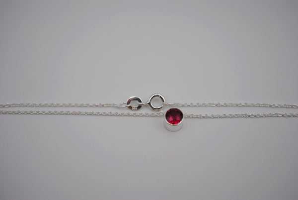 Ruby Bezel Setting Silver Pendant Necklace