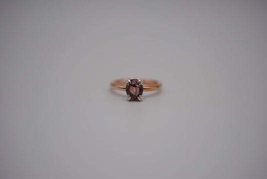 Garnet Ring: Oval Cut, Rose Gold Fill Band, Silver Setting