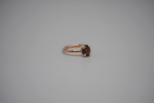 Garnet Ring: Oval Cut, Rose Gold Fill Band, Silver Setting