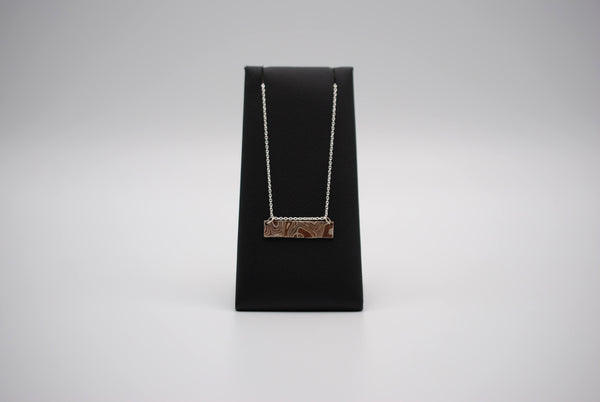 Mokume Gane Bar Necklace: Silver, Copper, and Shibuichi, Cable Chain
