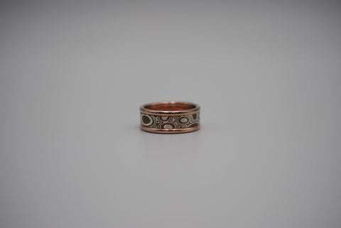 Mokume Gane Ring Band: Silver and Copper, Rose Gold Banded, Thick Width