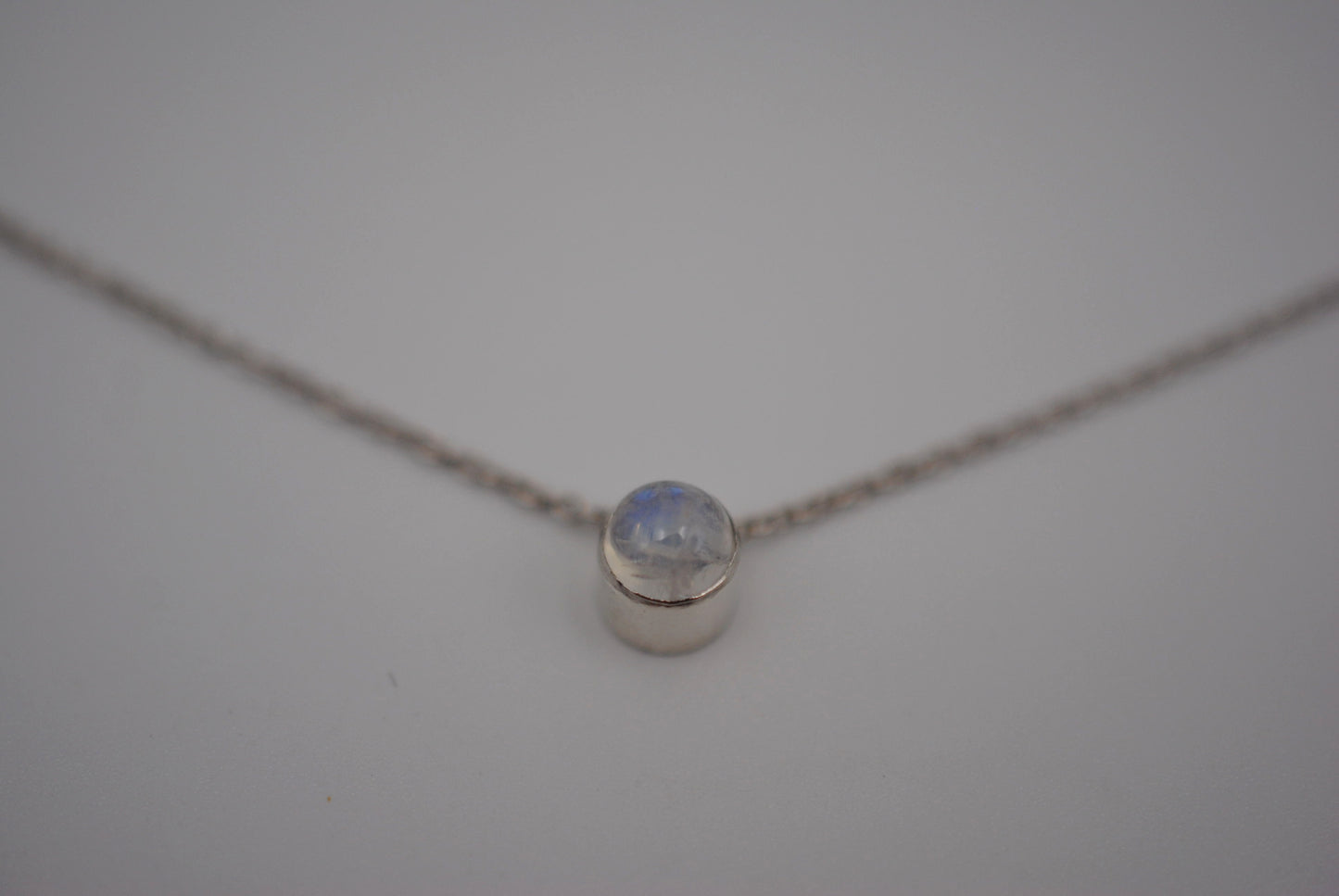 Moonstone Bezel Setting Silver Pendant Necklace