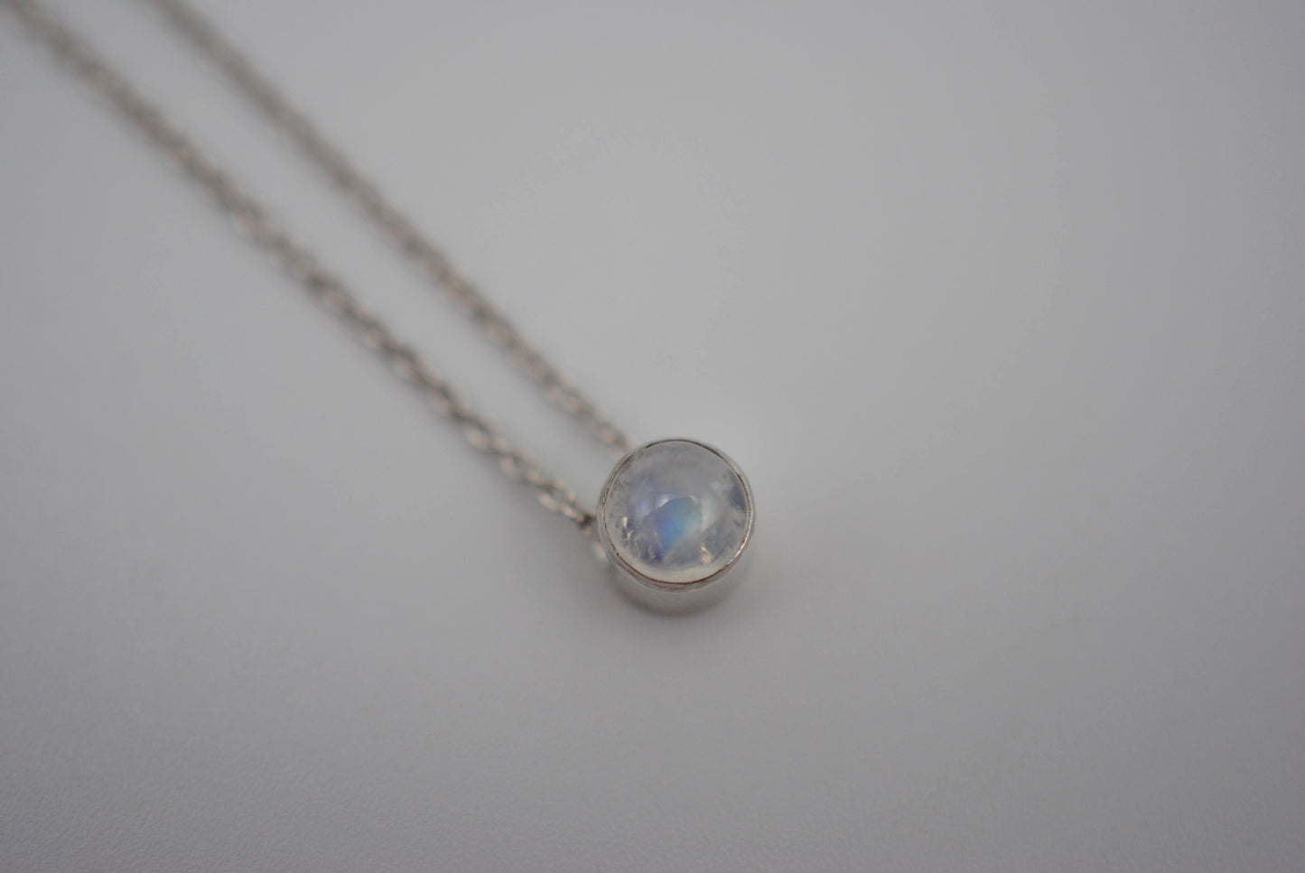 Moonstone Bezel Setting Silver Pendant Necklace