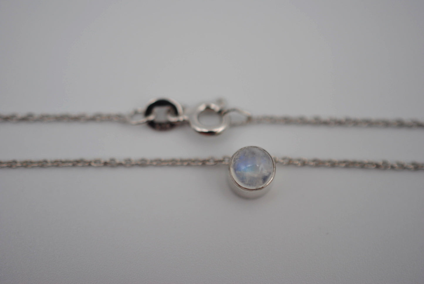 Moonstone Bezel Setting Silver Pendant Necklace