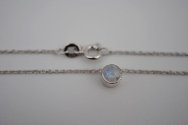Moonstone Bezel Setting Silver Pendant Necklace