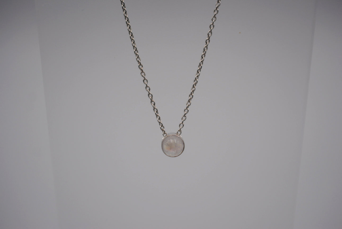 Moonstone Bezel Setting Silver Pendant Necklace