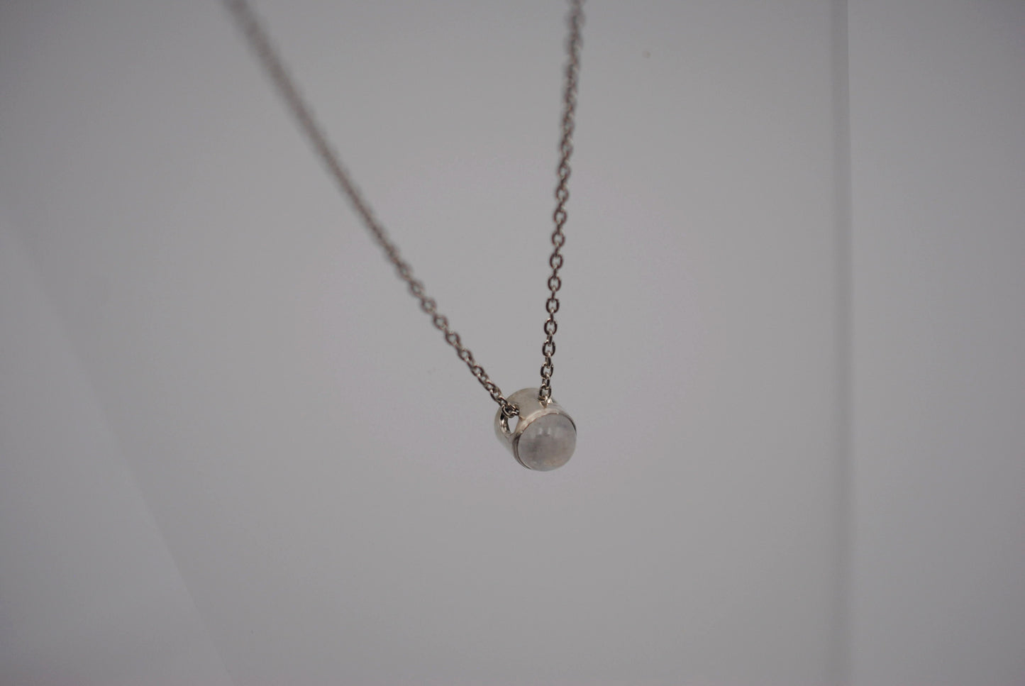 Moonstone Bezel Setting Silver Pendant Necklace