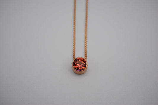 Mystic Topaz Necklace: Round Cut, Bezel, Rose Gold, Adjustable Chain