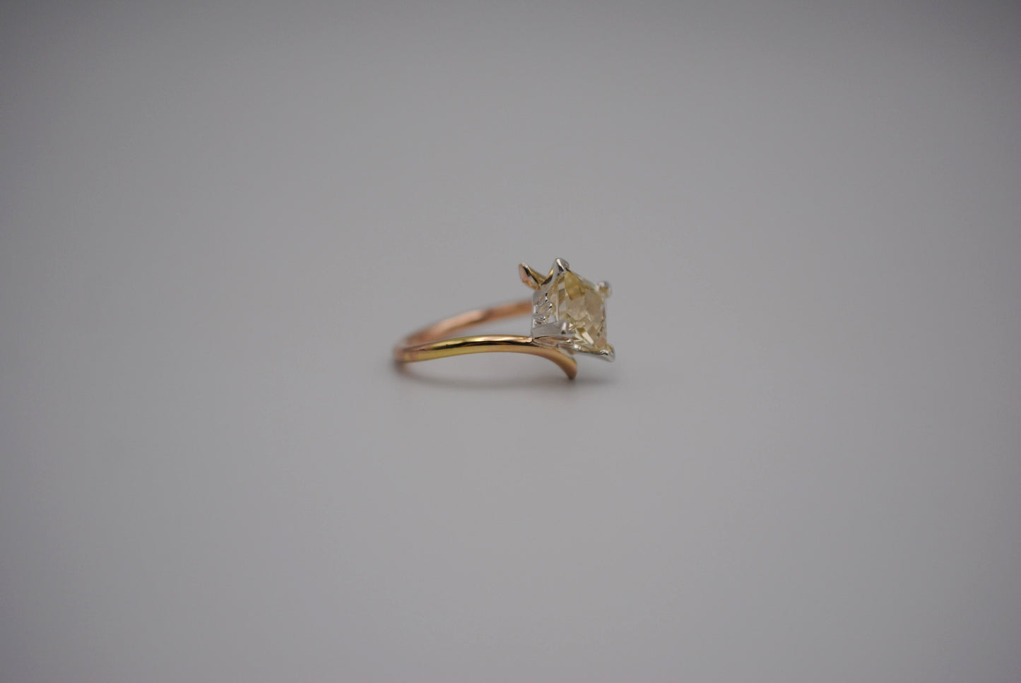 Oregon Sunstone Ring: Princess Cut, Bypass, Yellow Gold Fill