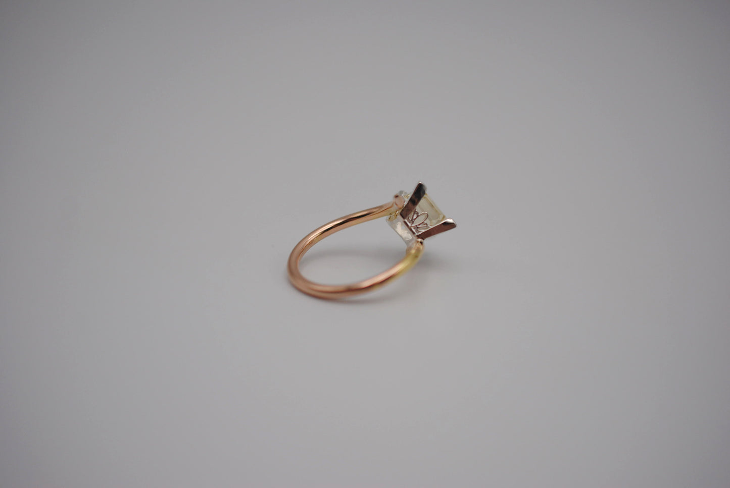 Oregon Sunstone Ring: Princess Cut, Bypass, Yellow Gold Fill