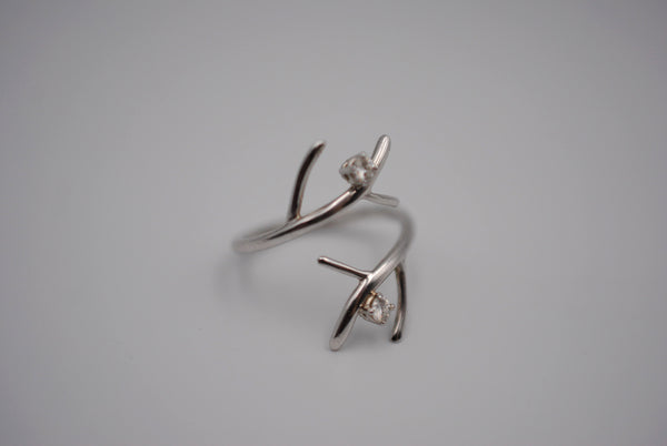 Two Moissanite Outward Branch Ring