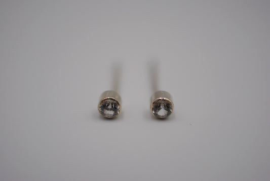 Dainty Post Earrings with Cubic Zirconia in Bezel Setting