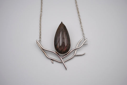 Purple Labradorite Branch Nest Pendant Necklace