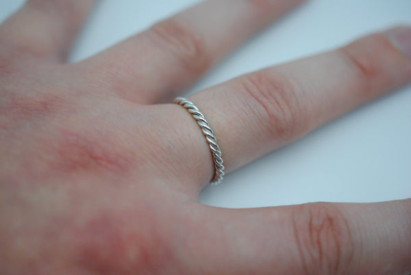 Rhodium Rope Ring