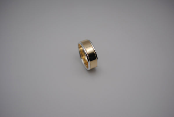Ring Band: Yellow Gold, Silver Banding, High Polished