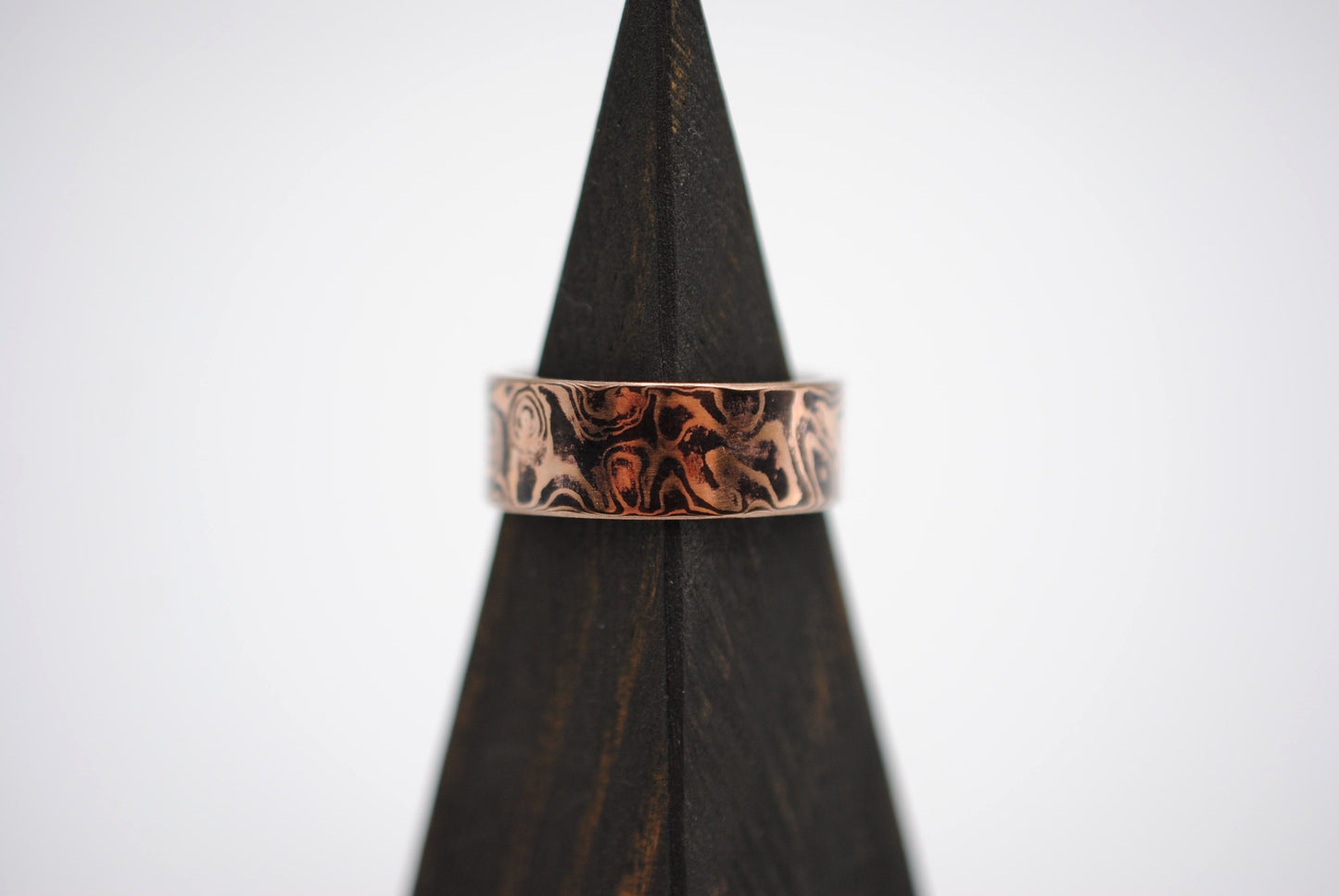 Rose Gold and Shakudo Medium Band Mokume Gane Ring