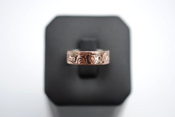 Rose Gold and Shakudo Small Band Mokume Gane Ring