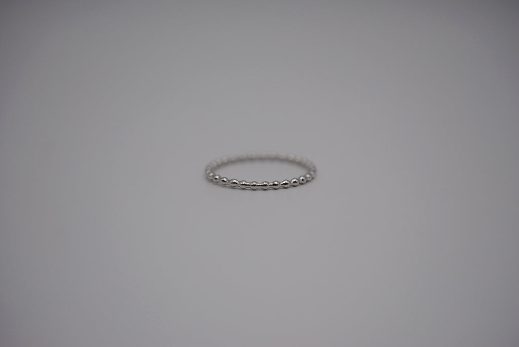 Stacking Ring: Bubble Texture, Rhodium Finish, Thin Width