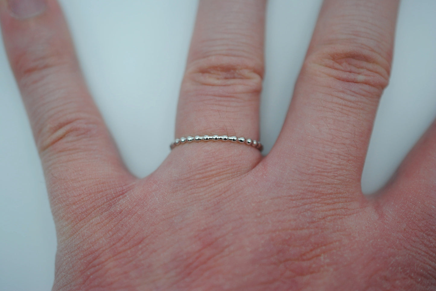 Stacking Ring: Bubble Texture, Rhodium Finish, Thin Width