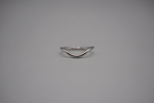 Stacker Ring: Curved Band, Rhodium Finish