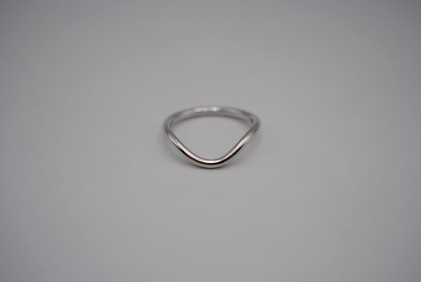 Stacker Ring: Curved Band, Rhodium Finish